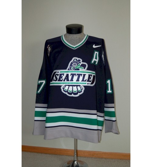 Custom WHL Seattle Thunderbirds 2002 03 Brooks Laich Road Hockey Jersey Blue